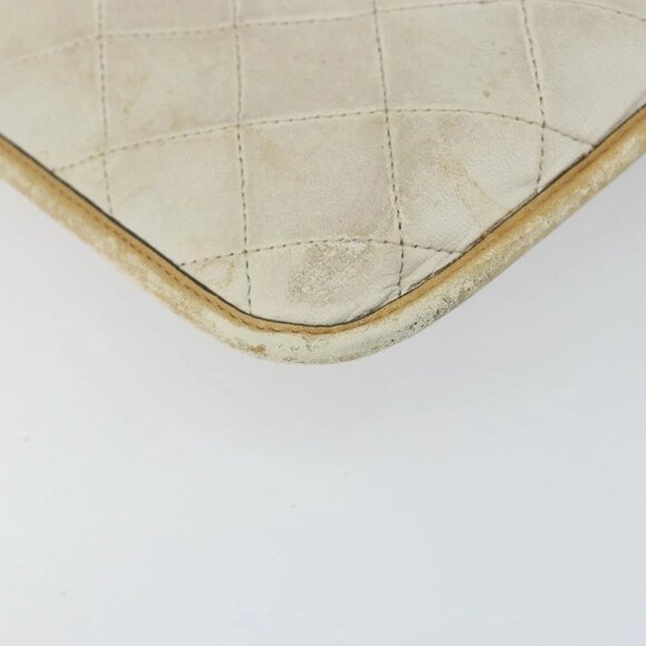 CHANEL Chain Tote Bag Lamb Skin Beige Gold CC Auth gh972 - Picture 5 of 16